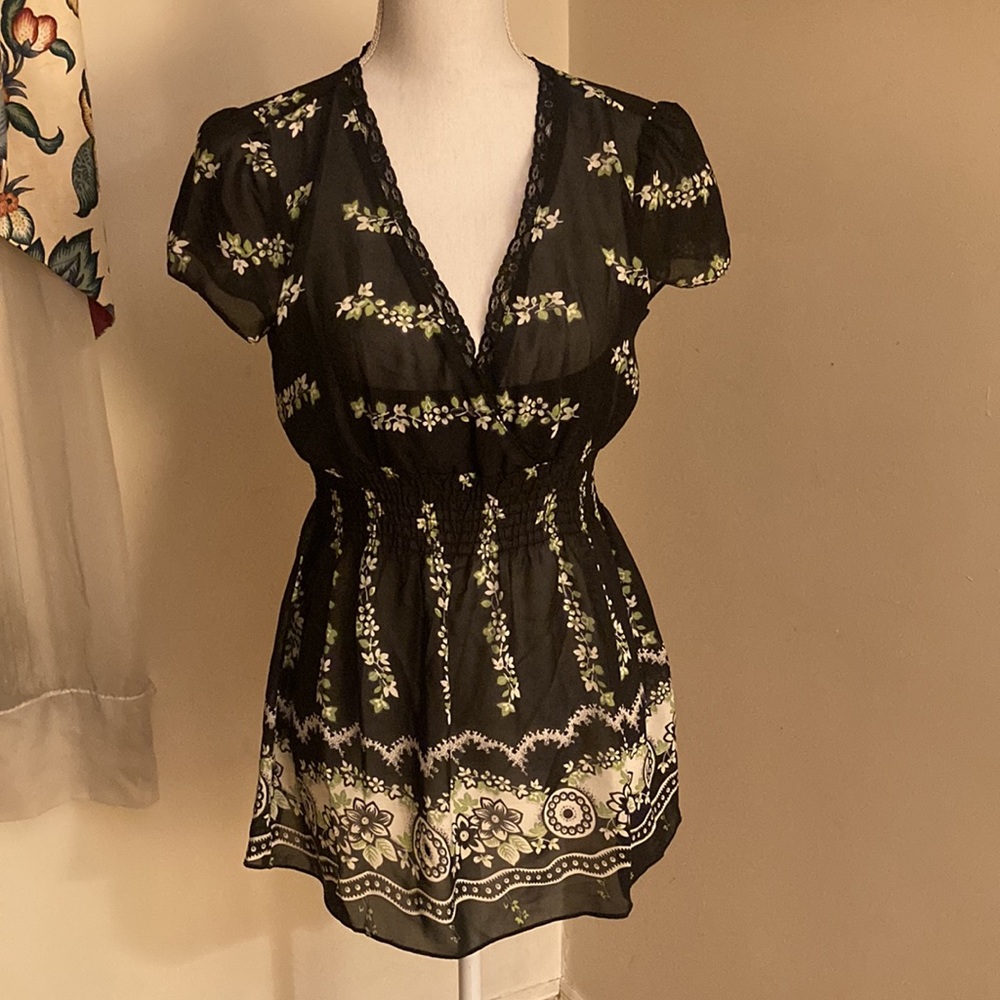 Vintage MKM Floral Sheer Blouse